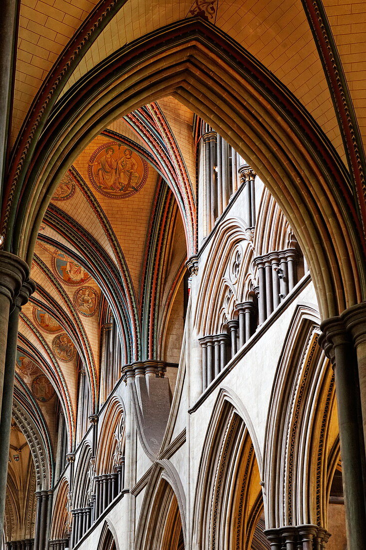 Vault in Salisbury Cathedral, Salisbury, Wiltshire, England, Great Britain