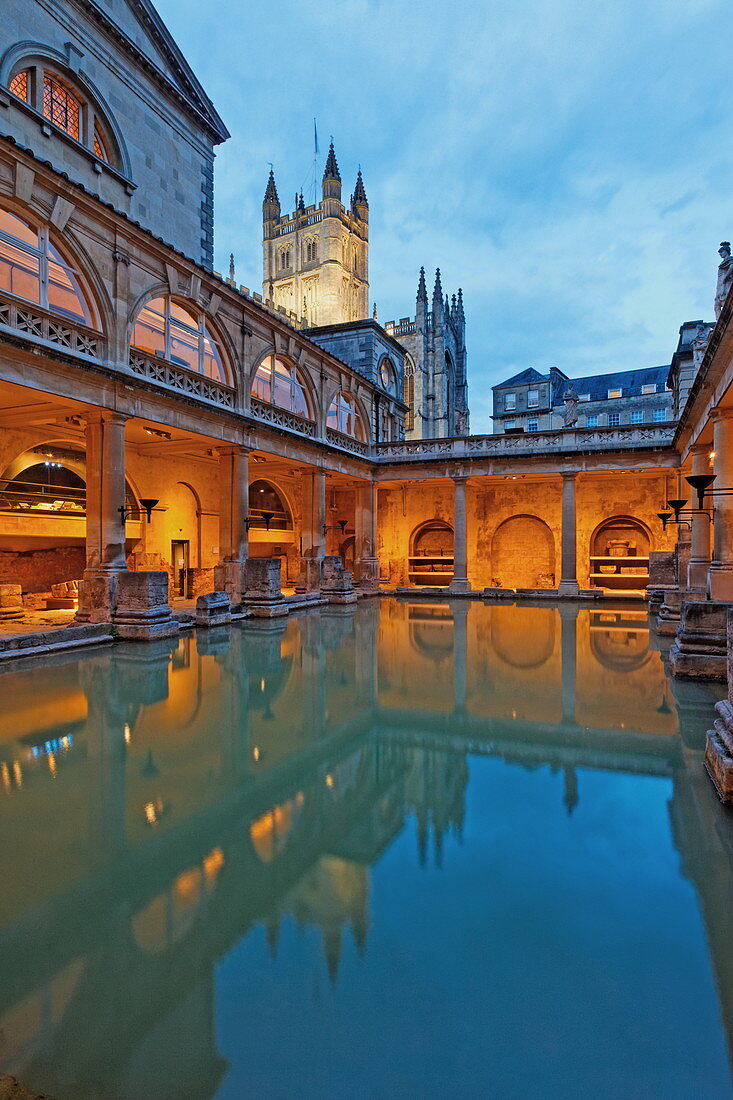 Therme im Roman Baths, Bath, Somerset, England, Grossbritannien