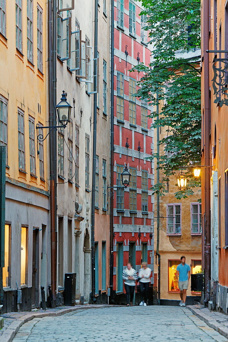 Tyska Brinken alley in the old town, Gamla Stan, Stockholm, Sweden