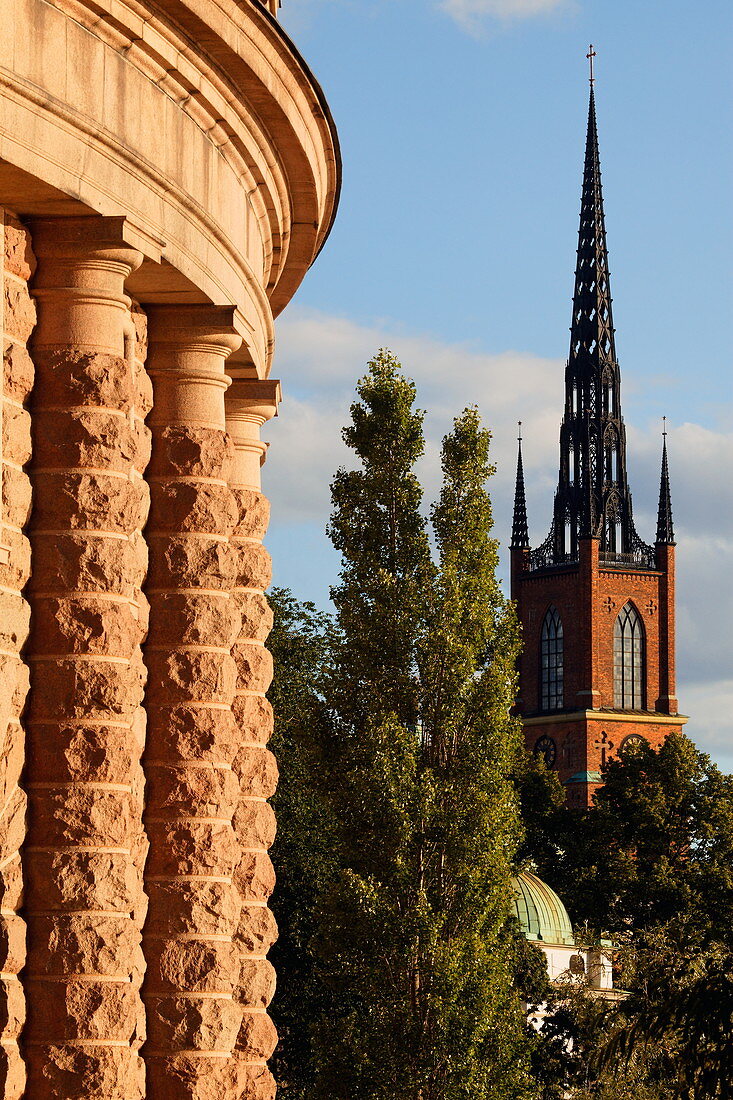 Addition to Swedens Parliament and Riddaholmen church, Stockholm, Sweden
