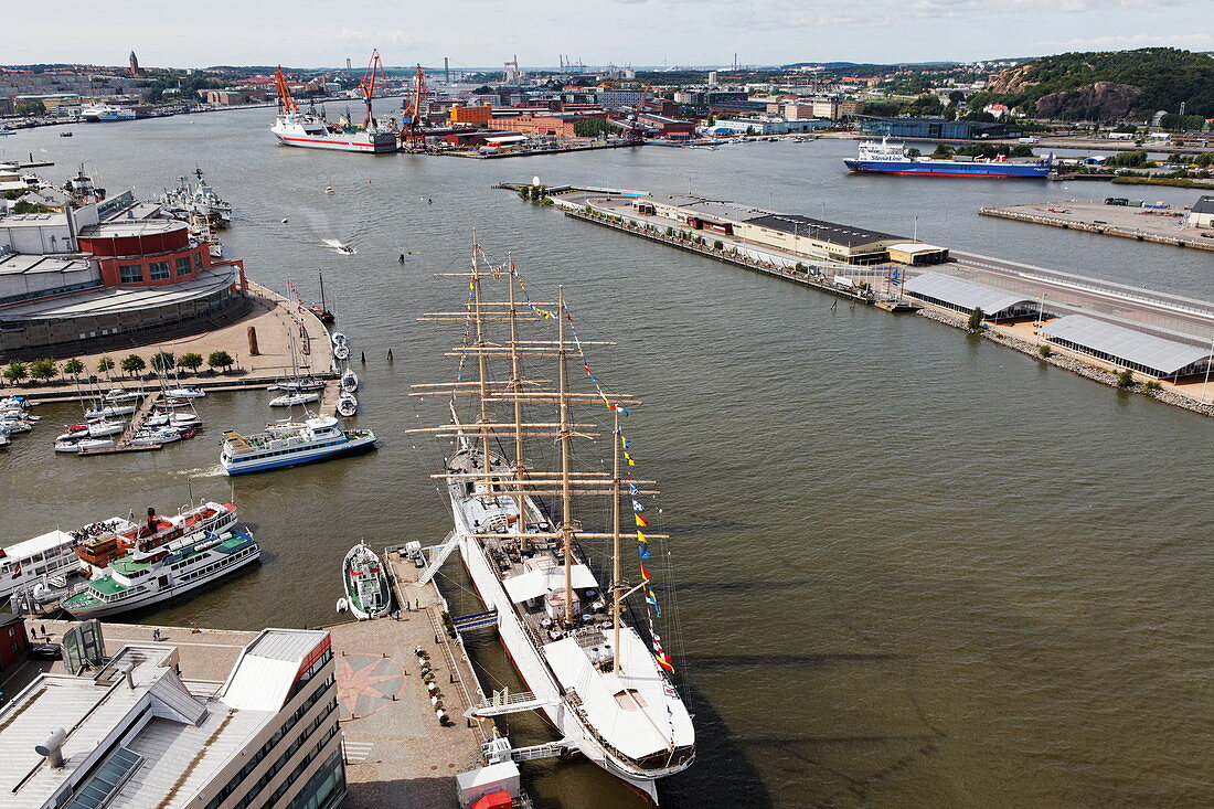 View from the observation deck of Lilla Bommen over the port of Gothenburg, Sweden