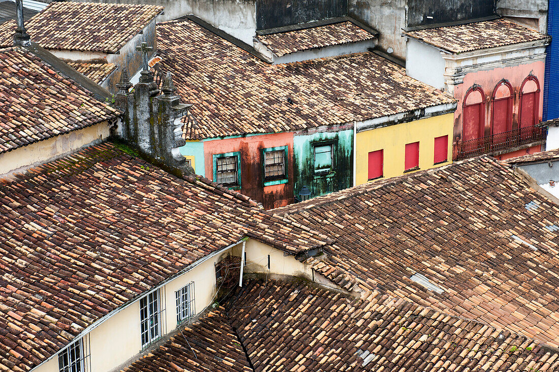 Tiled rooftops, Pelourinho, Salvador, Bahia, Brazil