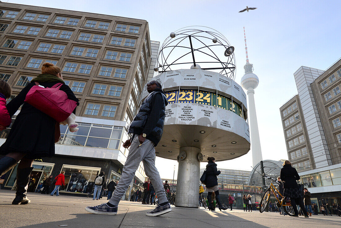 World time clock on Alexander square, Alexander Platz, Berlin, Germany