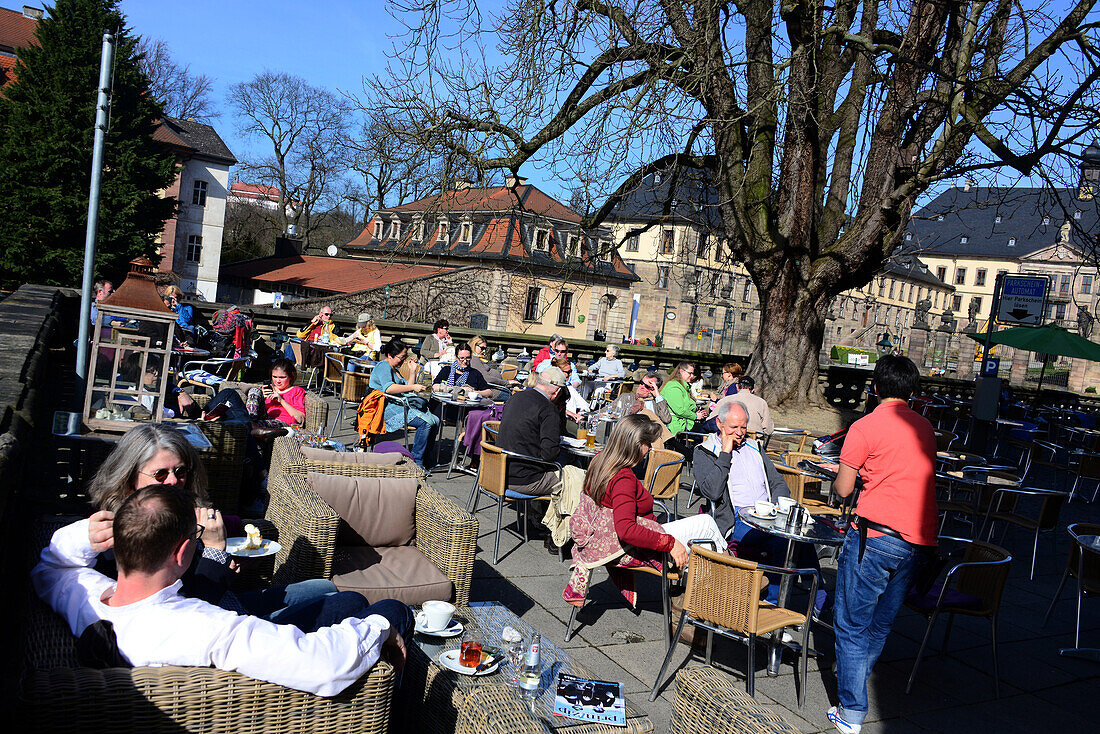 Cafe on Bonifatius square, Fulda, Hesse, Germany
