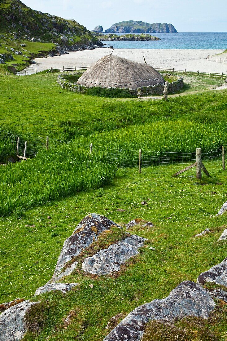 Iron Age village nearby Bostadh Beach. Great Bernera. Lewis island. Outer Hebrides. Scotland, UK.