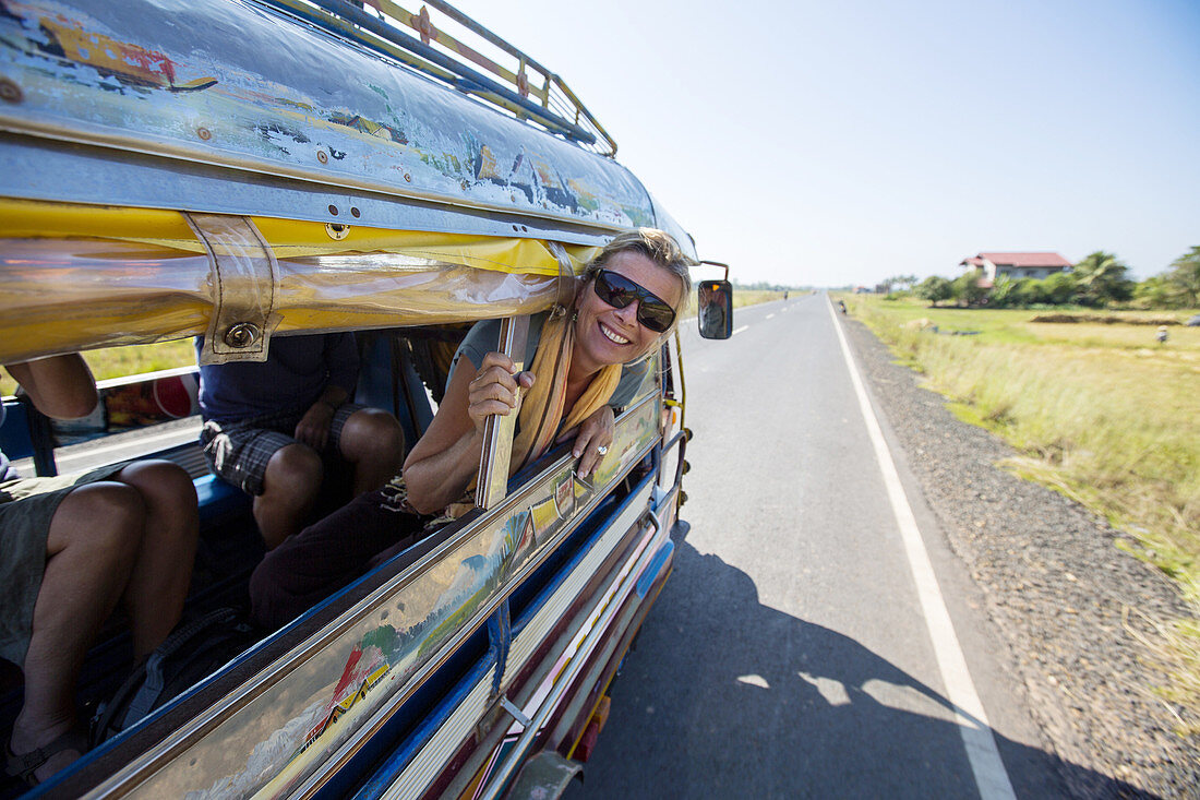 Tuk Tuk-Fahrt in Champasak, Laos.