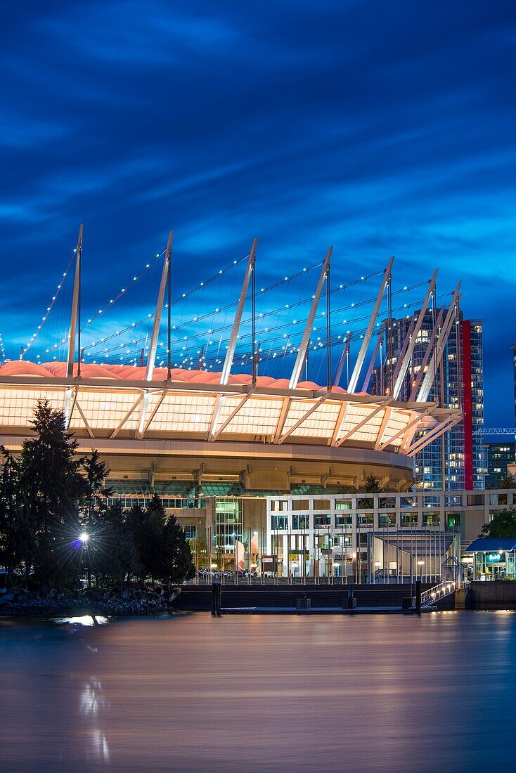BC Place Stadium at night, Vancouver, BC, Canada.