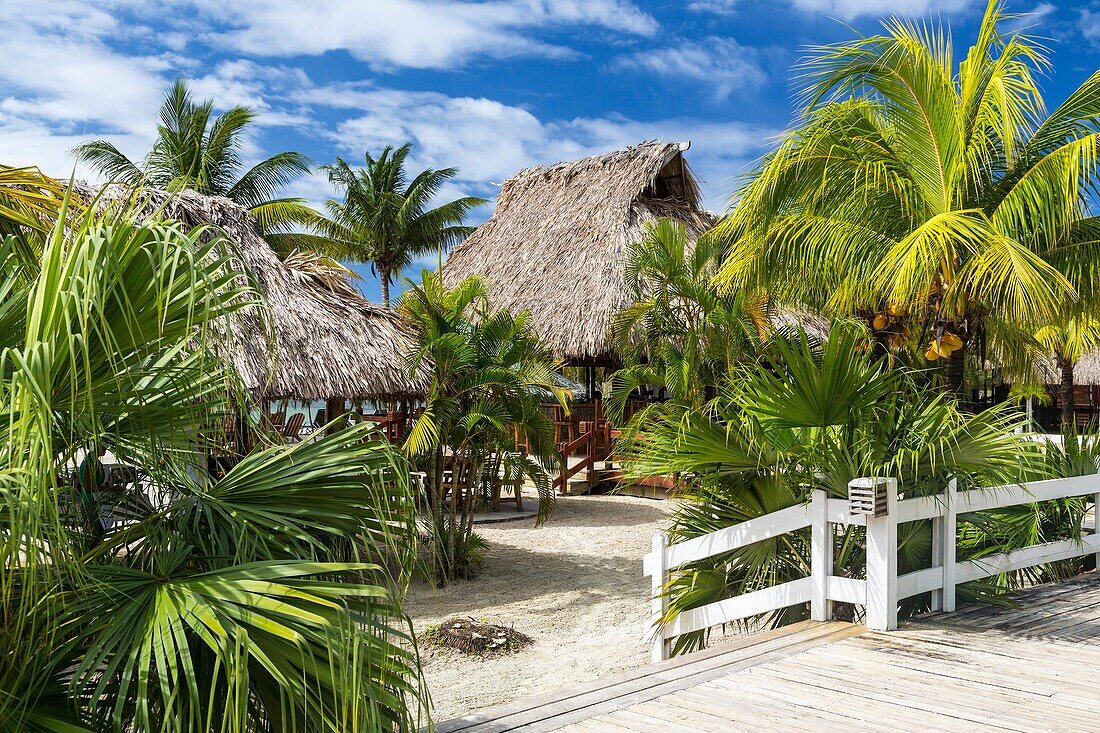 The tropical beach resort of Los Palmos on Roatan island, Honduras