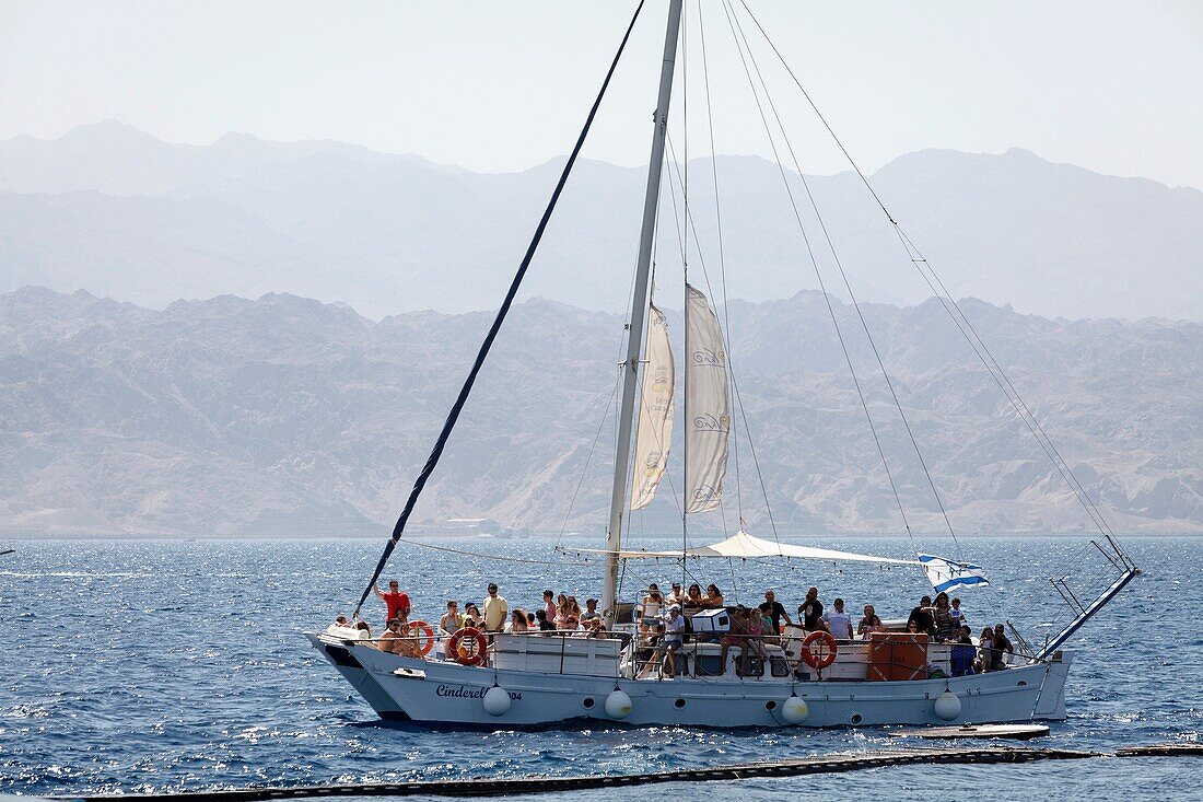 Cruise boat in the red sea, Eilat, Israel.