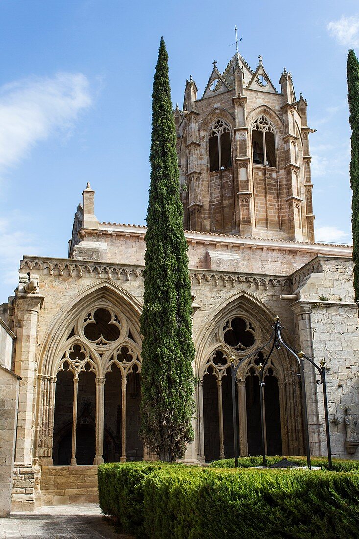 Cloister Vallbona de les Monges, Urgell, Lleida, Catalonia, Spain.