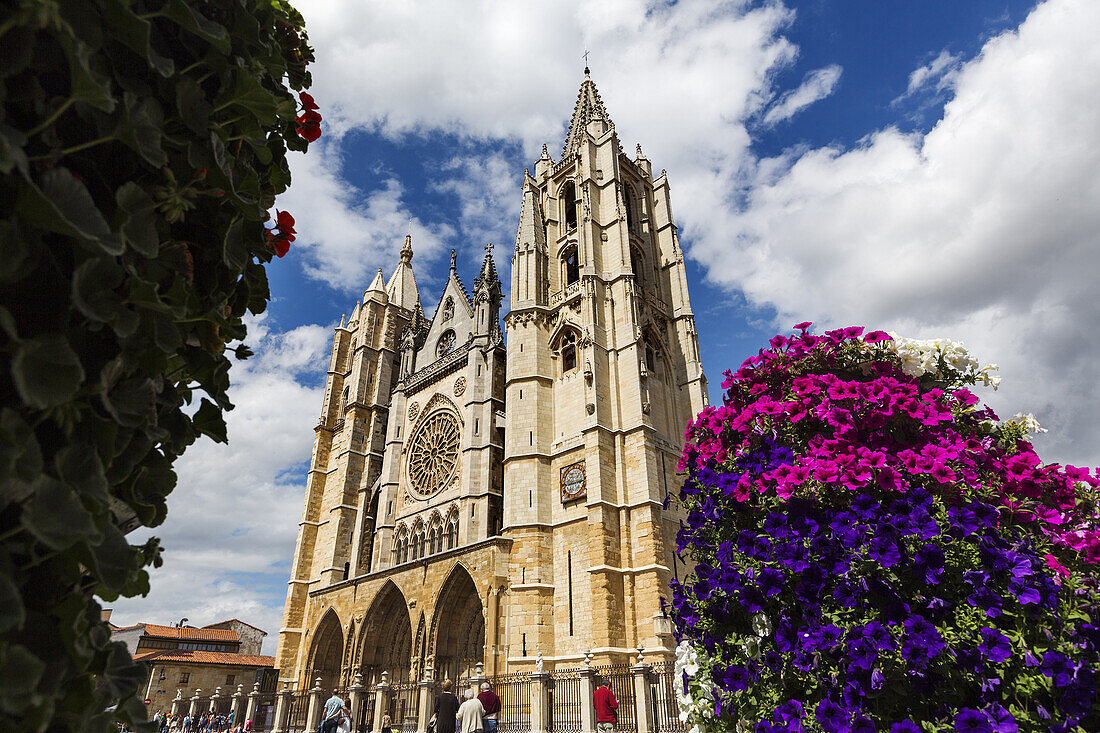 Gothic style Cathedral, Leon, Way of St James, Castilla-Leon, Spain