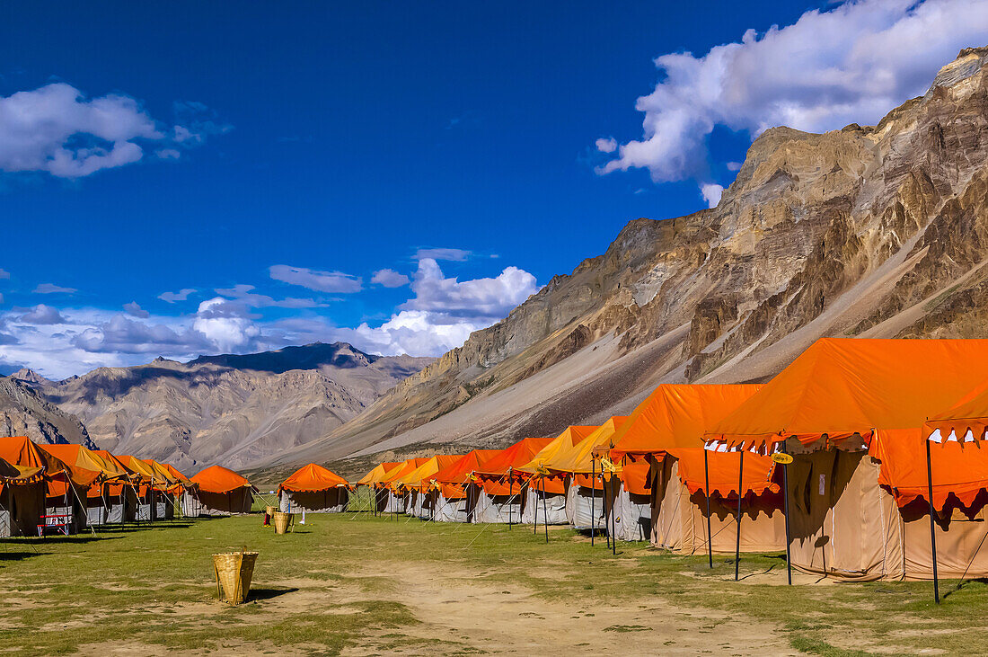 Gold Drop Camp (tented accomodation) at Sarchu The camp (at 14,432 feet) along the so-called Leh-Menali Highway is between the Baralacha La and Lachulung La Passes, near the boundary between Himachal Pradesh and Ladakh in India.