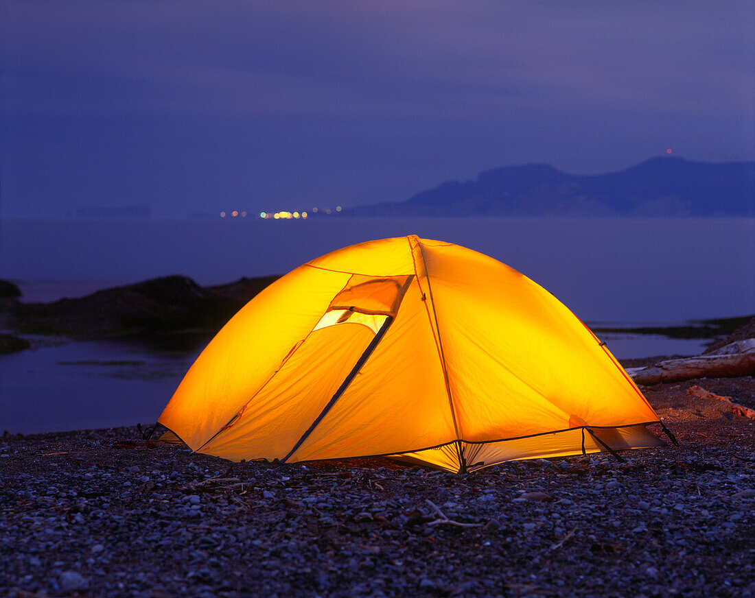 Tent And Perce Rock, Gaspesie Region, Pointe-Saint-Pierre, Quebec
