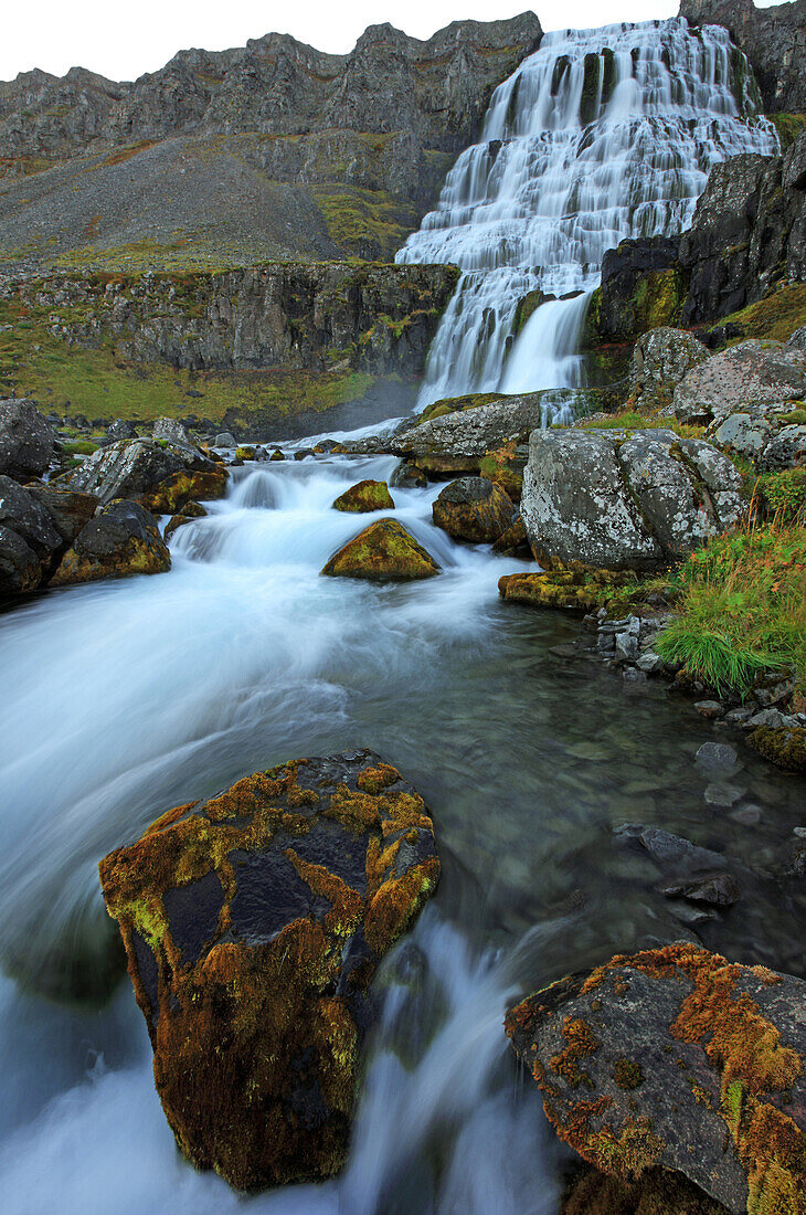Dynjandi, A Large Waterfall In The Central Westfjords Of Iceland
