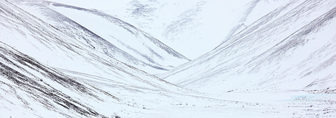 Panoramic View Of Mountains And Valleys Along The Dempster Highway, Yukon.