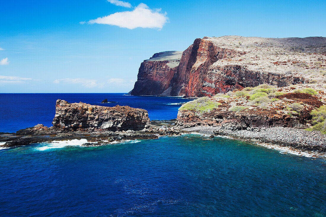 'Shark's Fin Rock and Southern coastline; Lanai, Hawaii, United States of America'