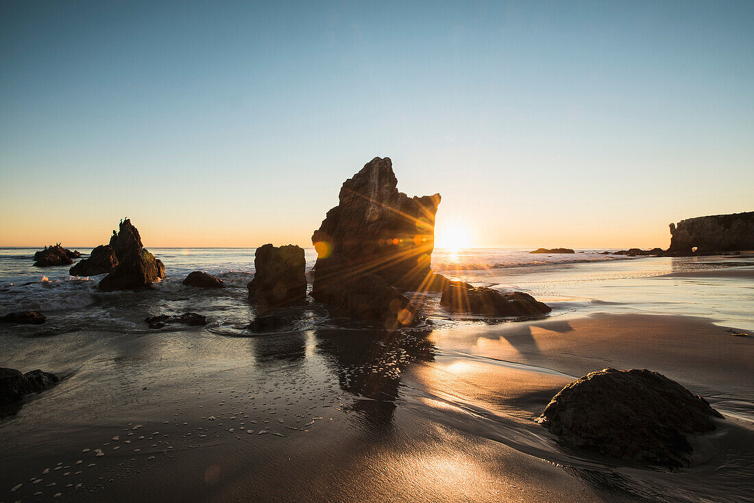 Sunset at El Matador beach, Malibu, California, USA