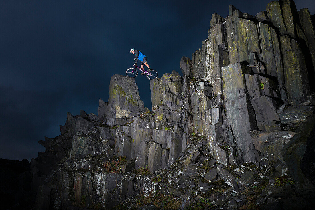 Freestyle cycling, Llanberis, North Wales, UK