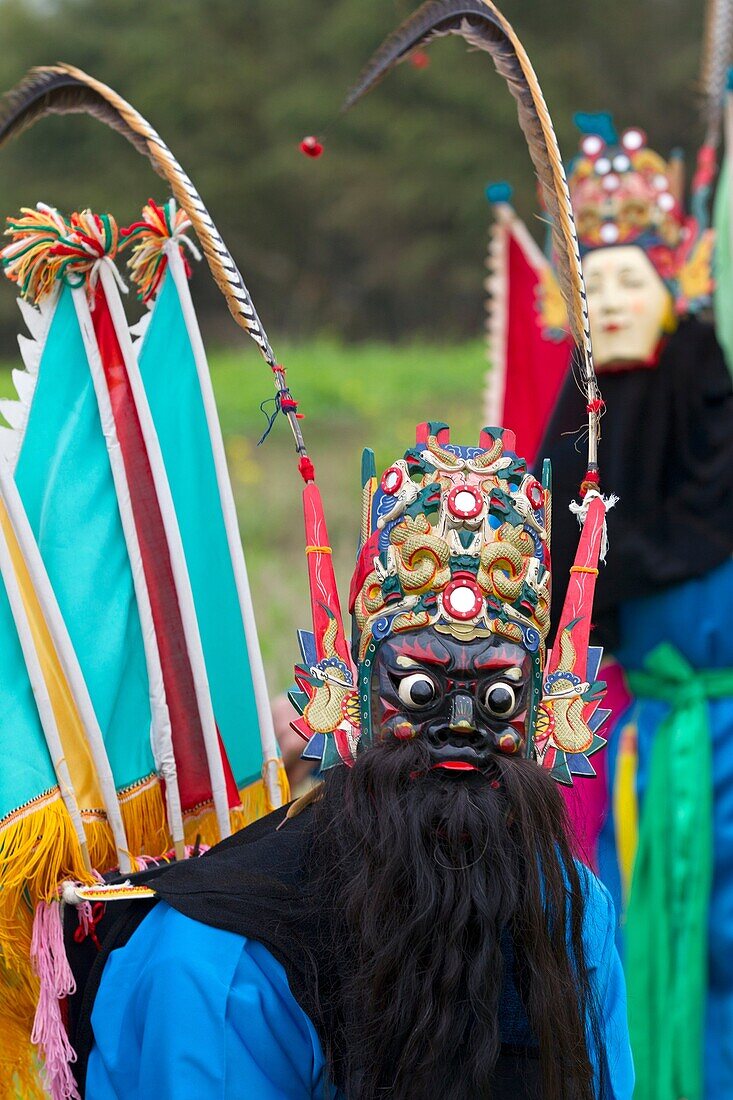 China , Guizhou province , Zhouguan village , DiXi, or Ground Opera, the living fossil of the Opera , in the fields.