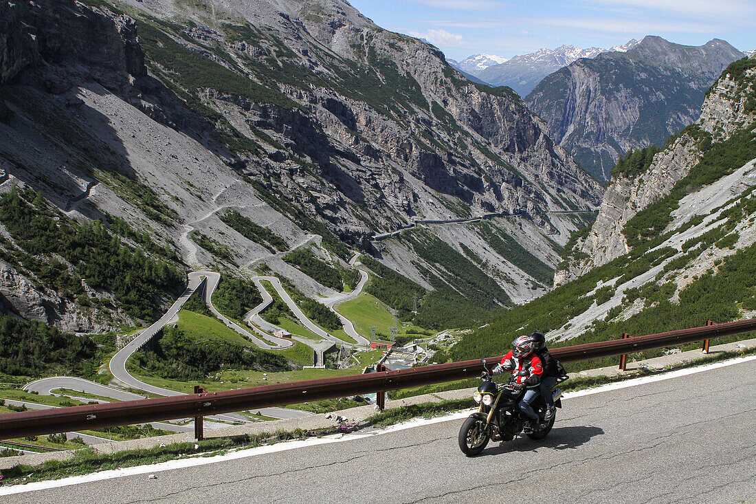 Motorcyclists on Stelvio pass, during the Sondalo's motorcycle rally