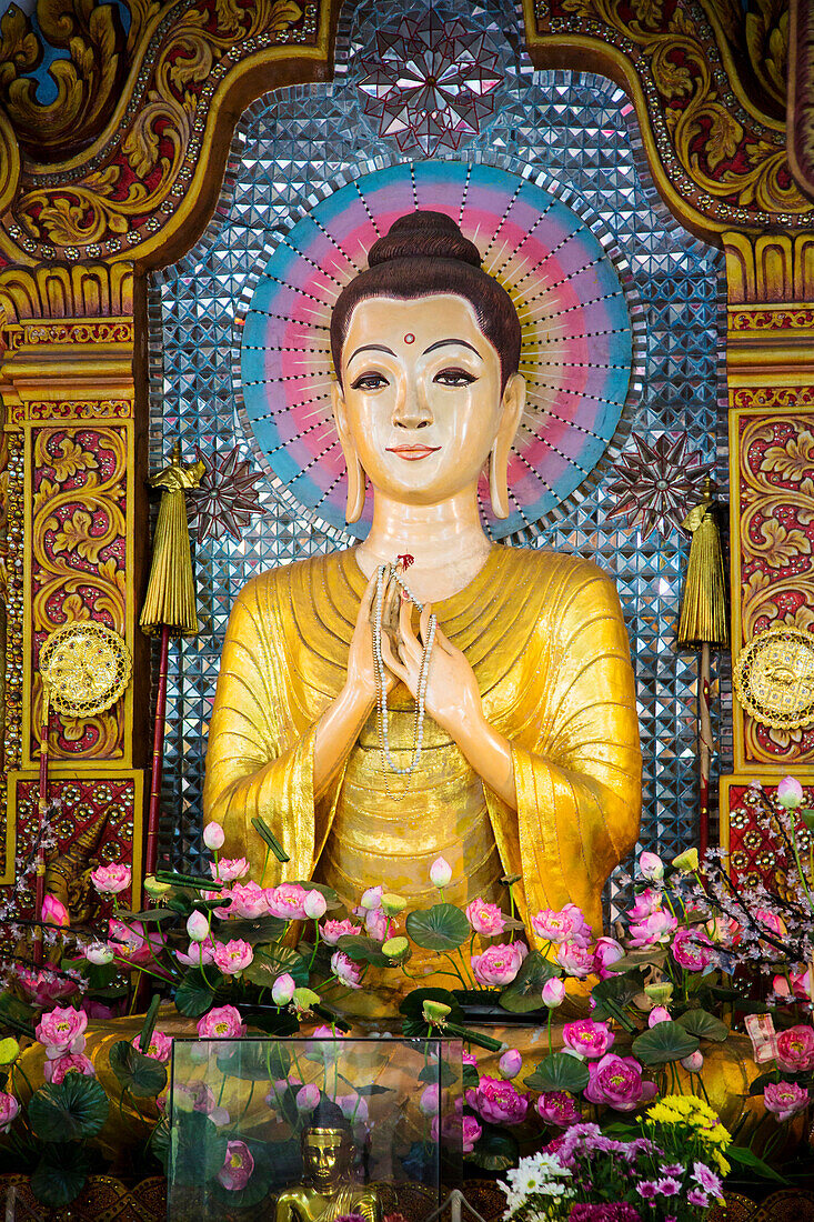 Buddha statue in Dhammikarama Burmese temple, George Town, Penang, Malaysia, George Town, Penang, Malaysia
