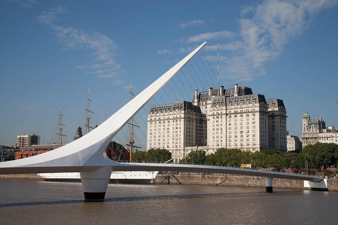 MUJER bridge in the new trendy area, the docks. PUERTO MADEIRO the old recycled docks have turned into the trendiest urban project Buenos Aires - Argentina