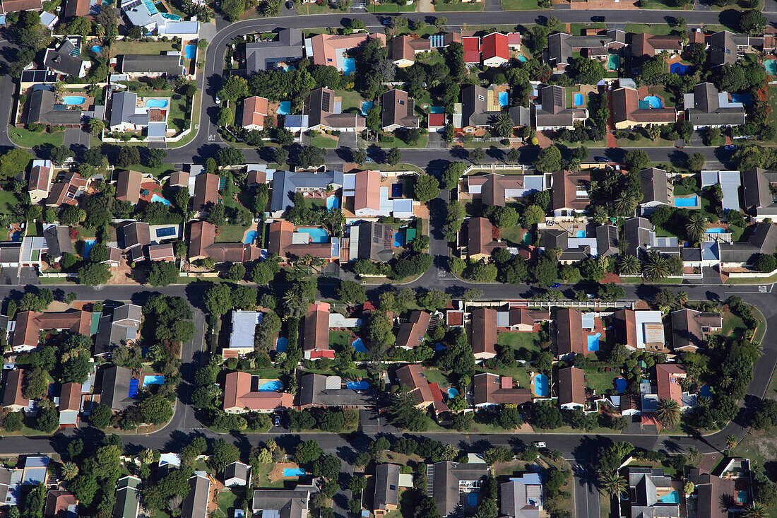 South Africa. Aerial view. Cape Town. Private housing estate.