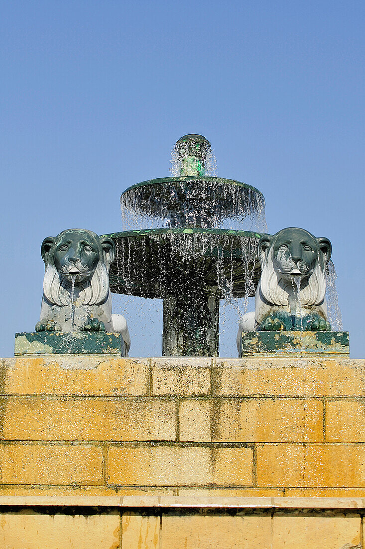 France, Paris, 19th district, Parc de La Villette, Fountain to the lions