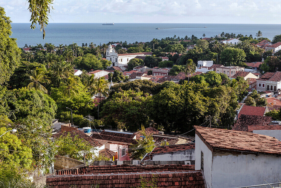 Brazil, Olinda, view of the town from a hill