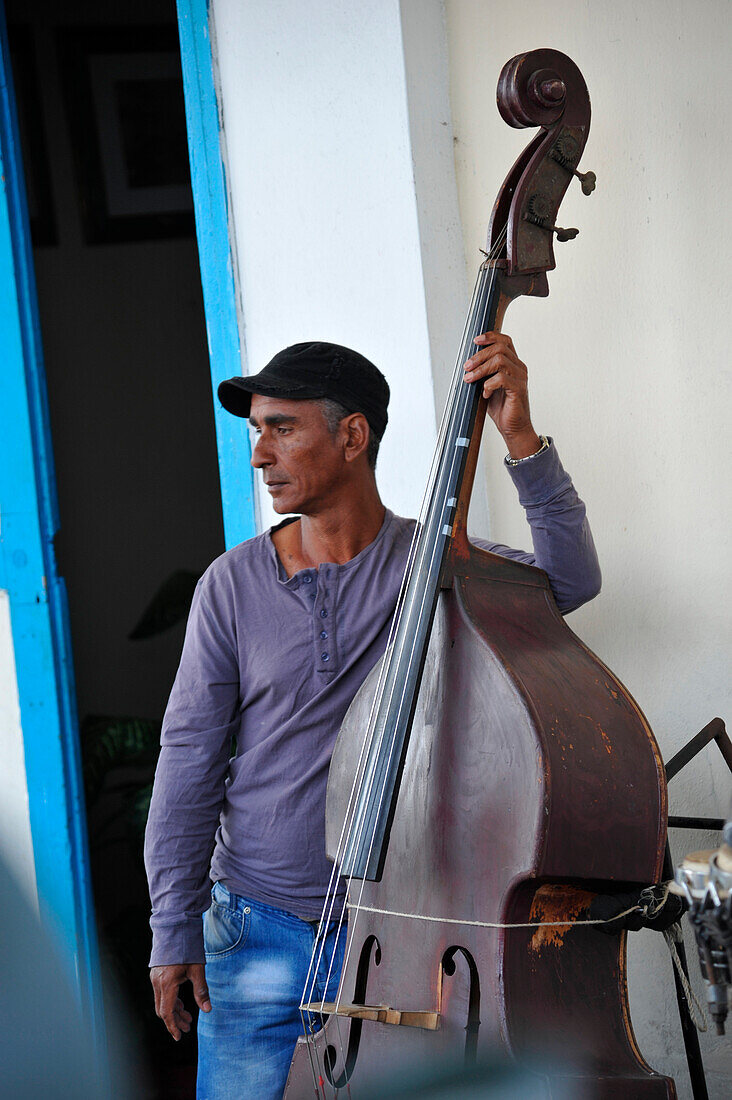 Double bass player, Havana, Cuba, Caribbean