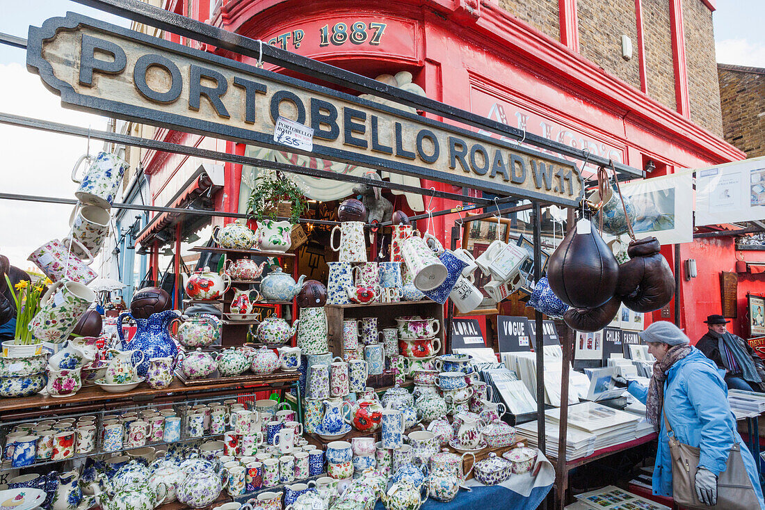 England, London, Portobello Road, Antique Stall