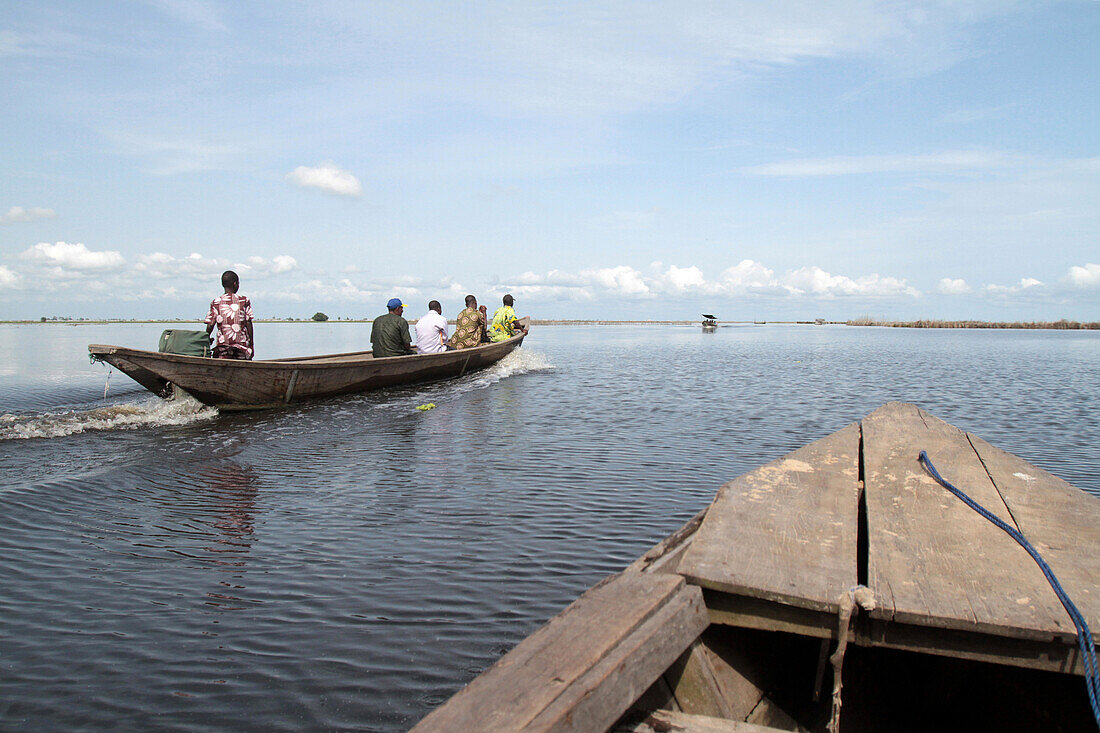 Canoe on the lake Nokoue. Ganvie. Benin.