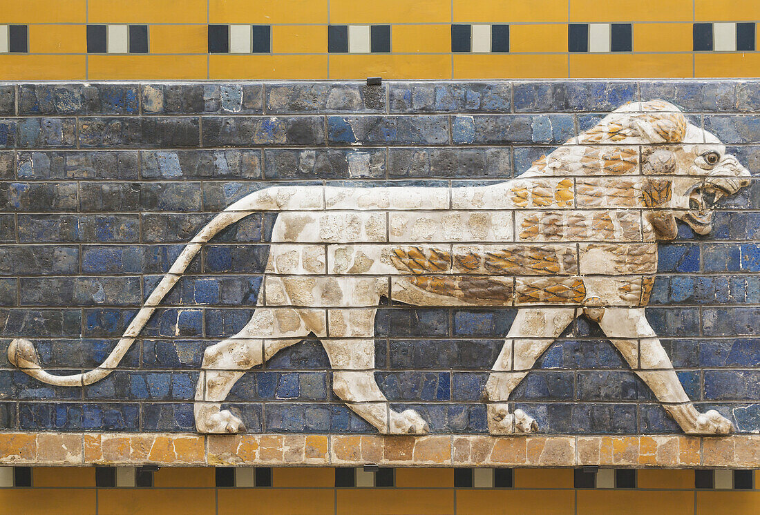 'Glazed Brick Lion In Relief From The Procession Street, Babylon, Dating From The Nebuchadnezzar Ii Period, Archeological Museum; Istanbul, Turkey'