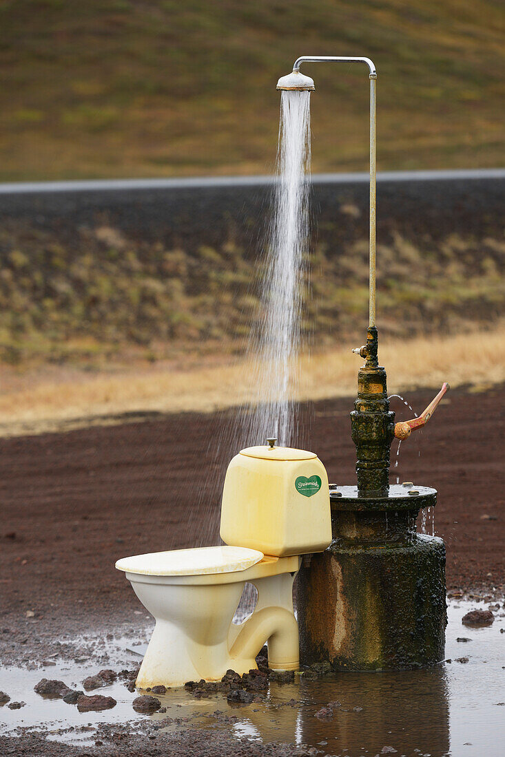 'Hot Bathroom Facilities By The Roadside; Reykjahalid, Myvatn, Iceland'