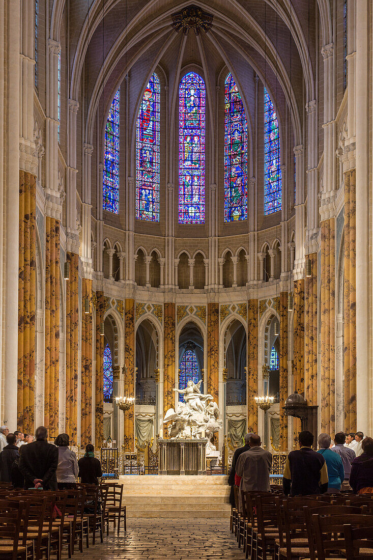 Vespers and choir in the our lady of chartres cathedral, listed as a world heritage site by unesco, eure-et-loir (28), france
