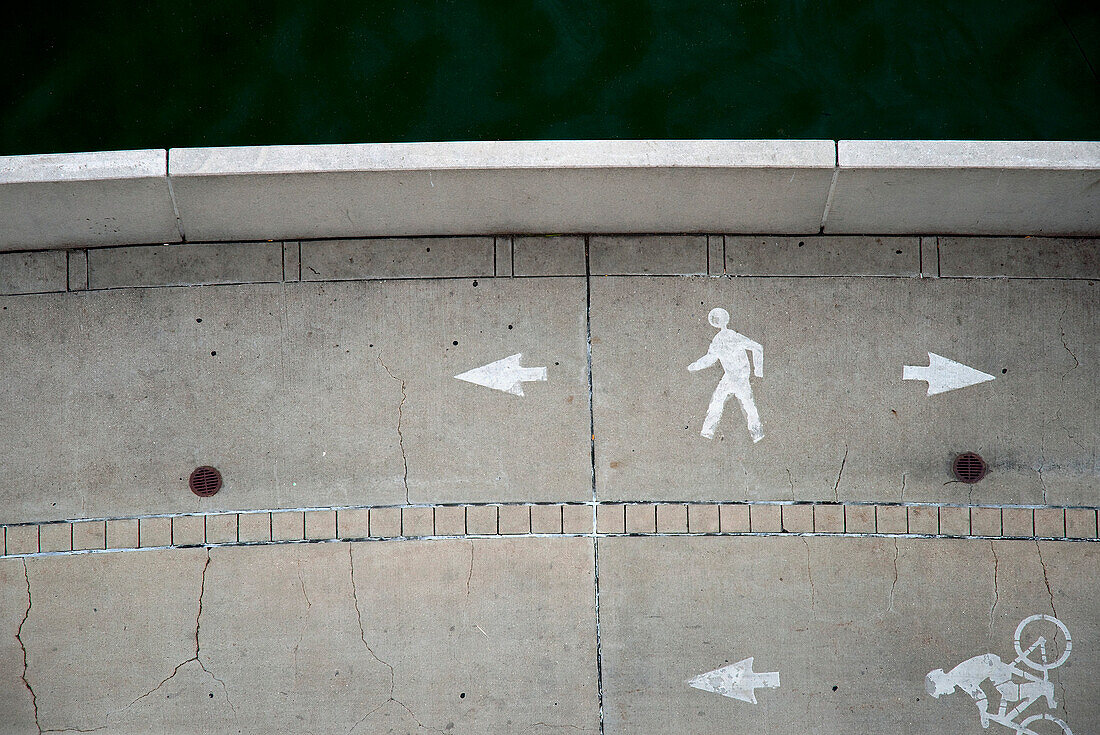 Pedestrian and Bicycle Lanes, High Angle View