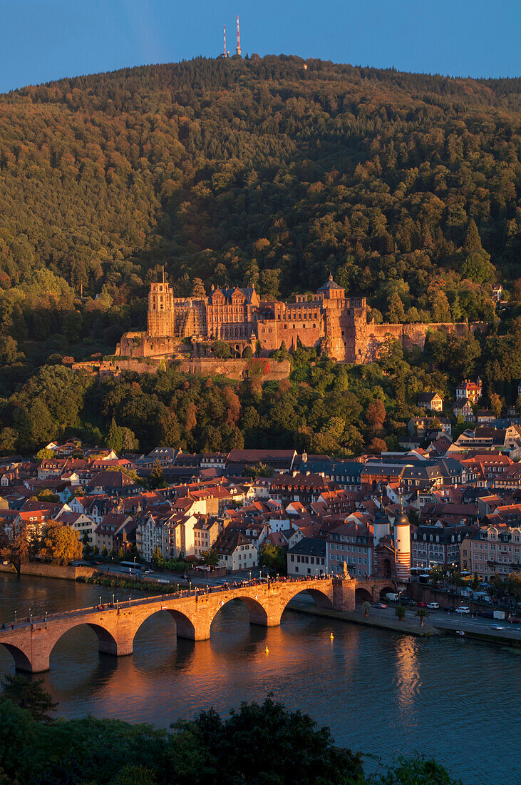 Alte Brucke over River Neckar at Heidelberg, Baden-Wurttemberg, Germany, Europe