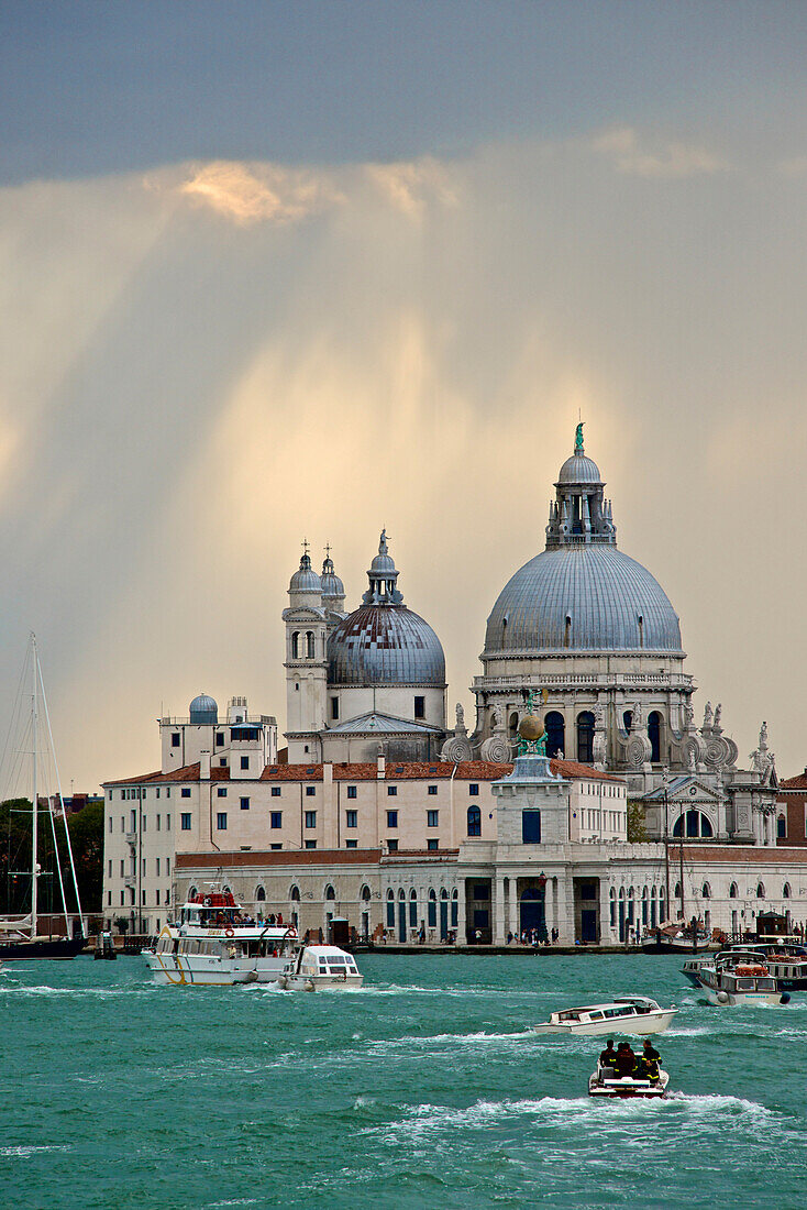 Punta della Dogana, and Santa Maria della Salute church behind, Venice, UNESCO World Heritage Site, Veneto, Italy, Europe