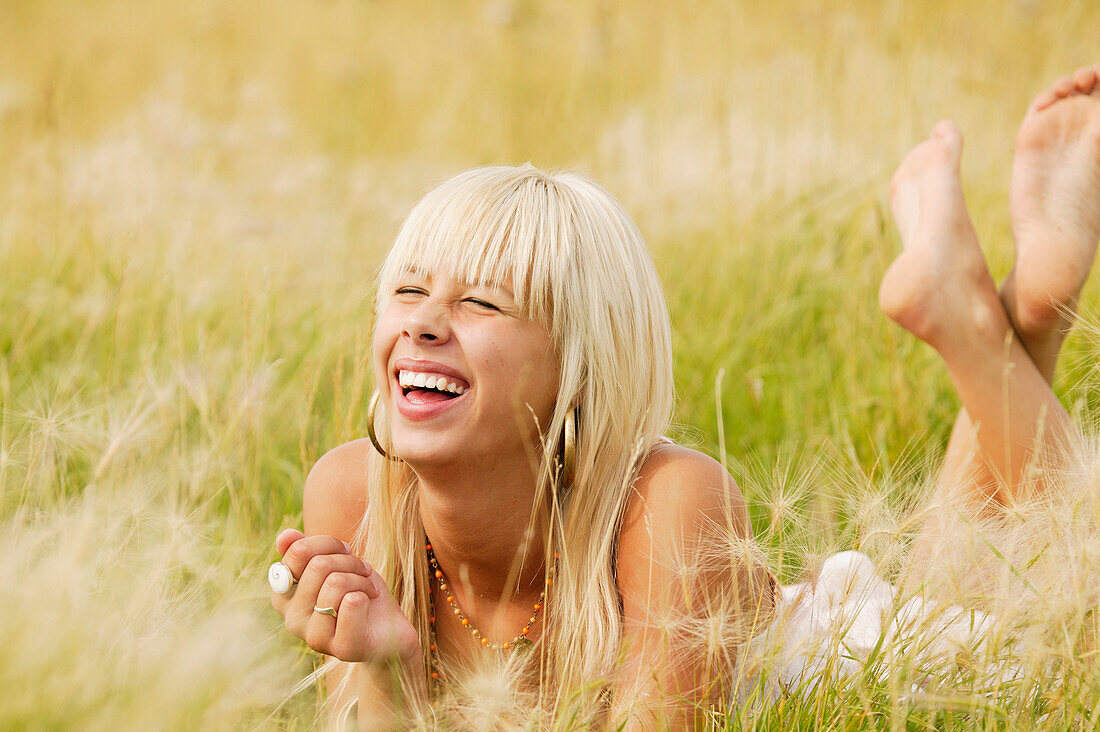 Portrait Of Woman In Grass