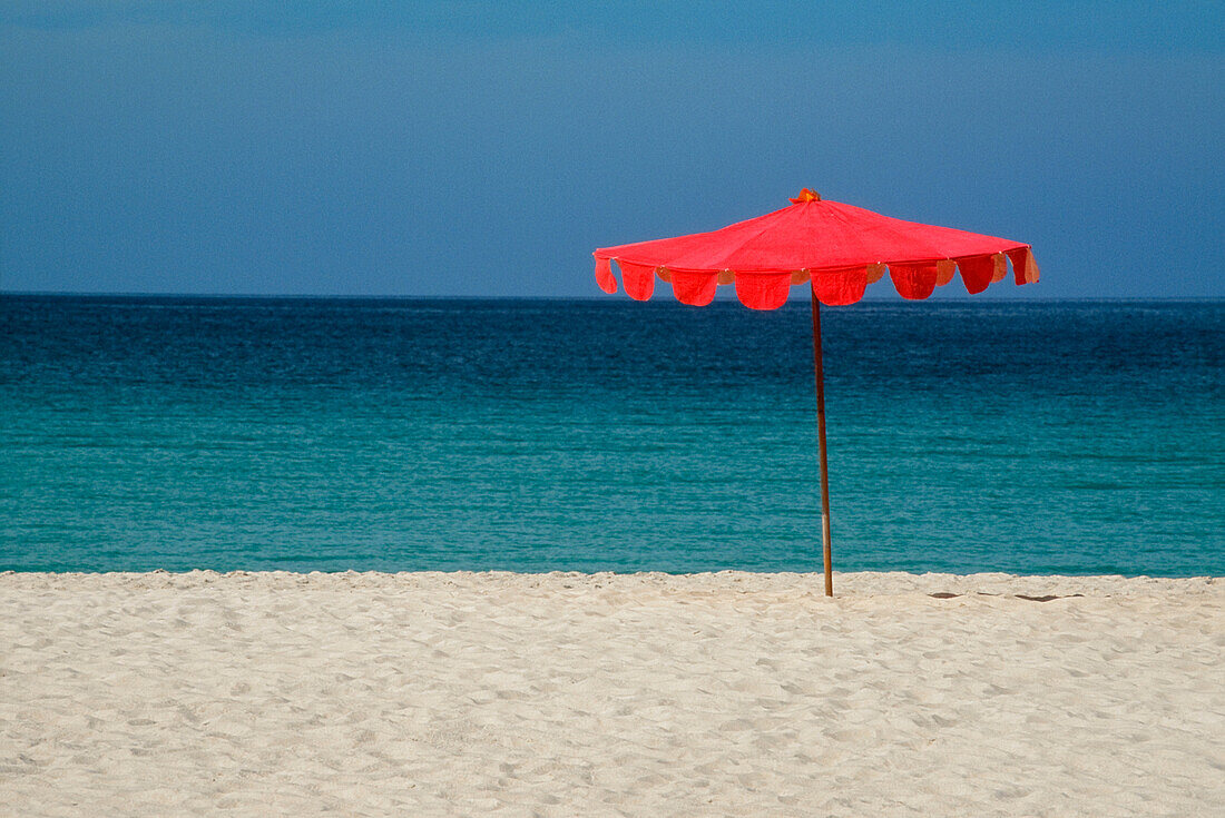 Beach Umbrella On Tropical Beach In Phuket, Thailand