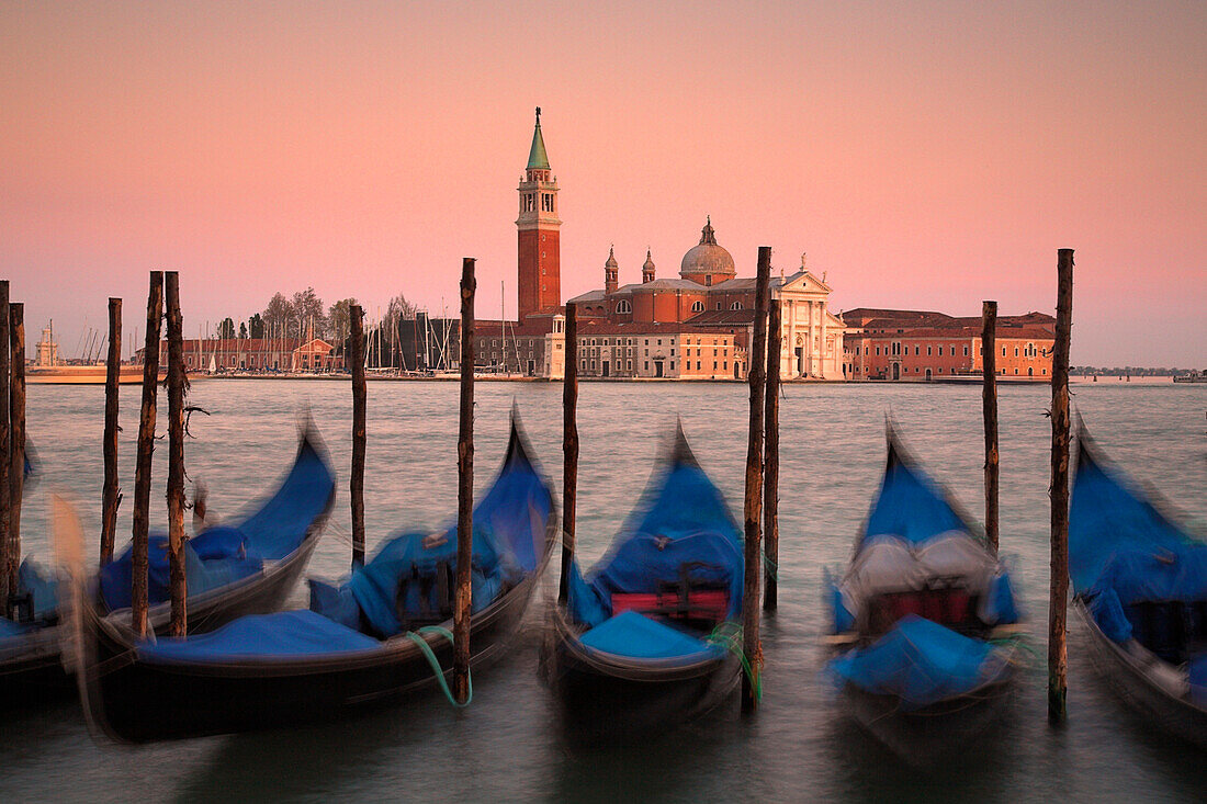 Gondolas With San Giorgio Maggiore In The Background, Venice, Italy