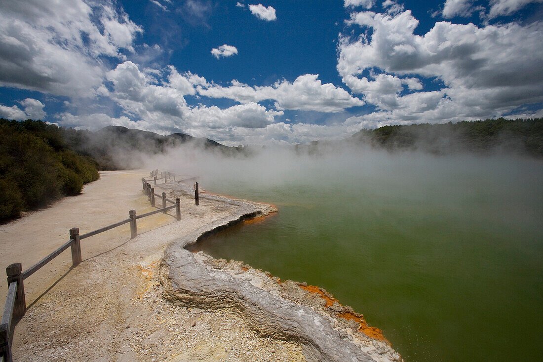 Champagne Pool At Geothermal Site Wai-O-Tapu Thermal Wonderland On North Island Of New Zealand