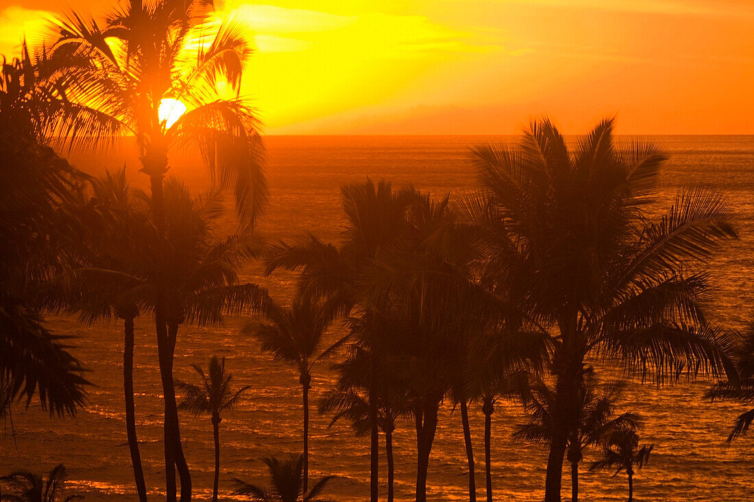 Sunset On Beach, Wailea, Hawaii