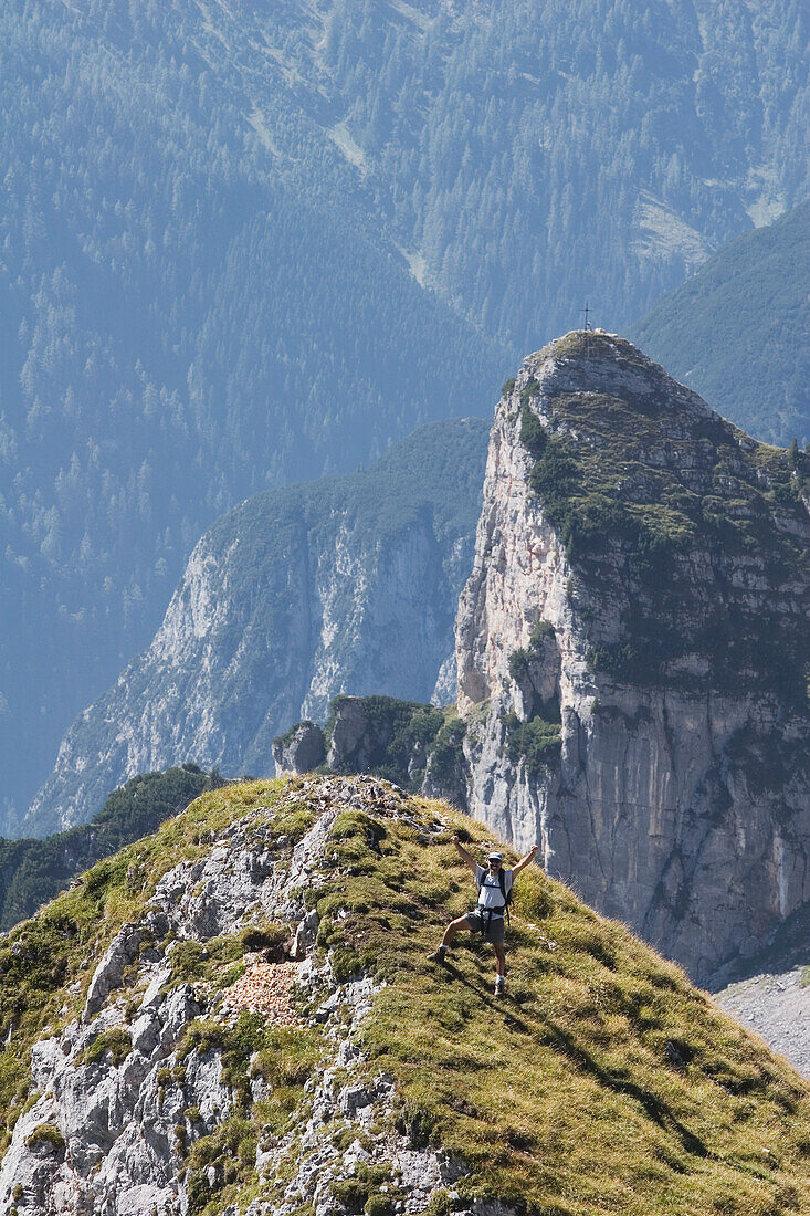 'Maurach, Austria; Male Hiker On A Mountain'