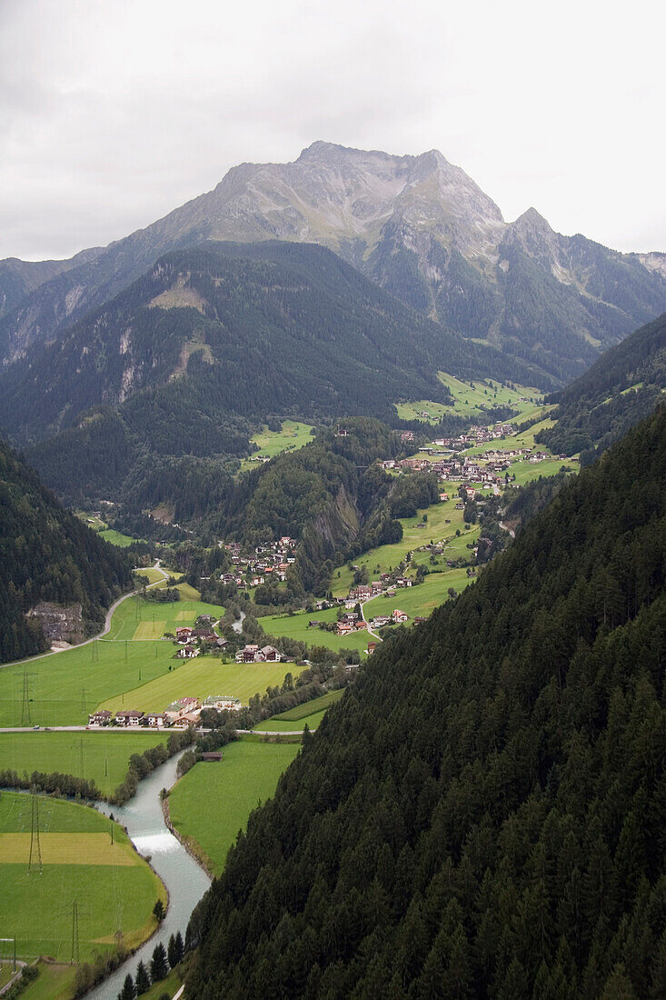 'Mayrhofen, Tyrol, Austria; View Of The Town From A Mountain'