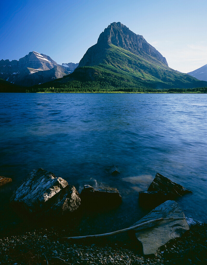 'Montana, United States Of America; Grinnell Point And Swiftcurrent Lake In Glacier National Park'