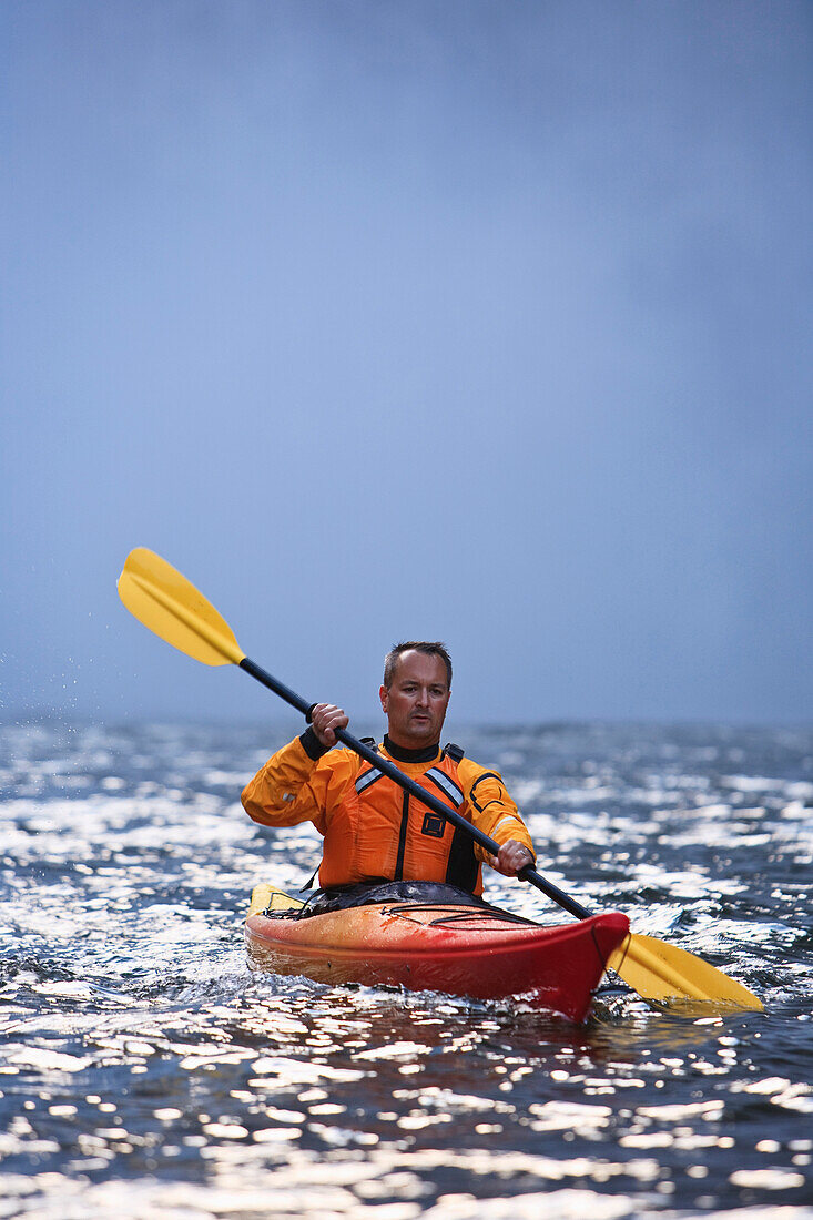 'Snoqualimie, Washington, United States Of America; A Man Kayaking Near Snoqualmie Falls'