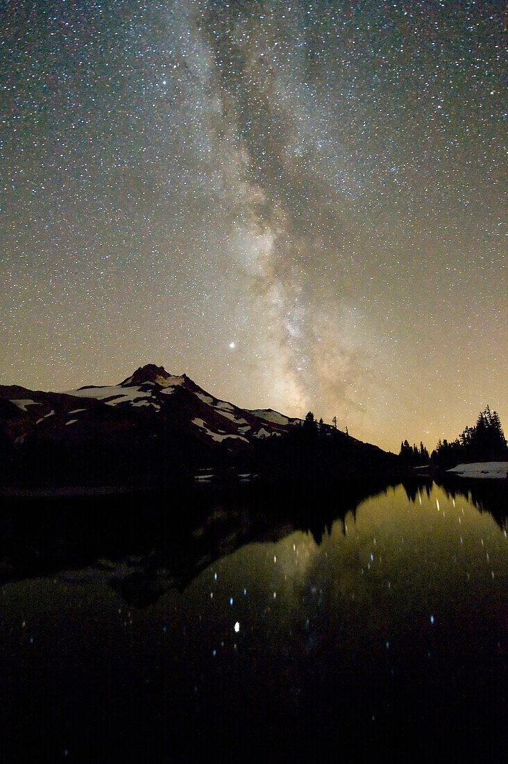 'Oregon, United States Of America; Milky Way Over Mt. Jefferson'