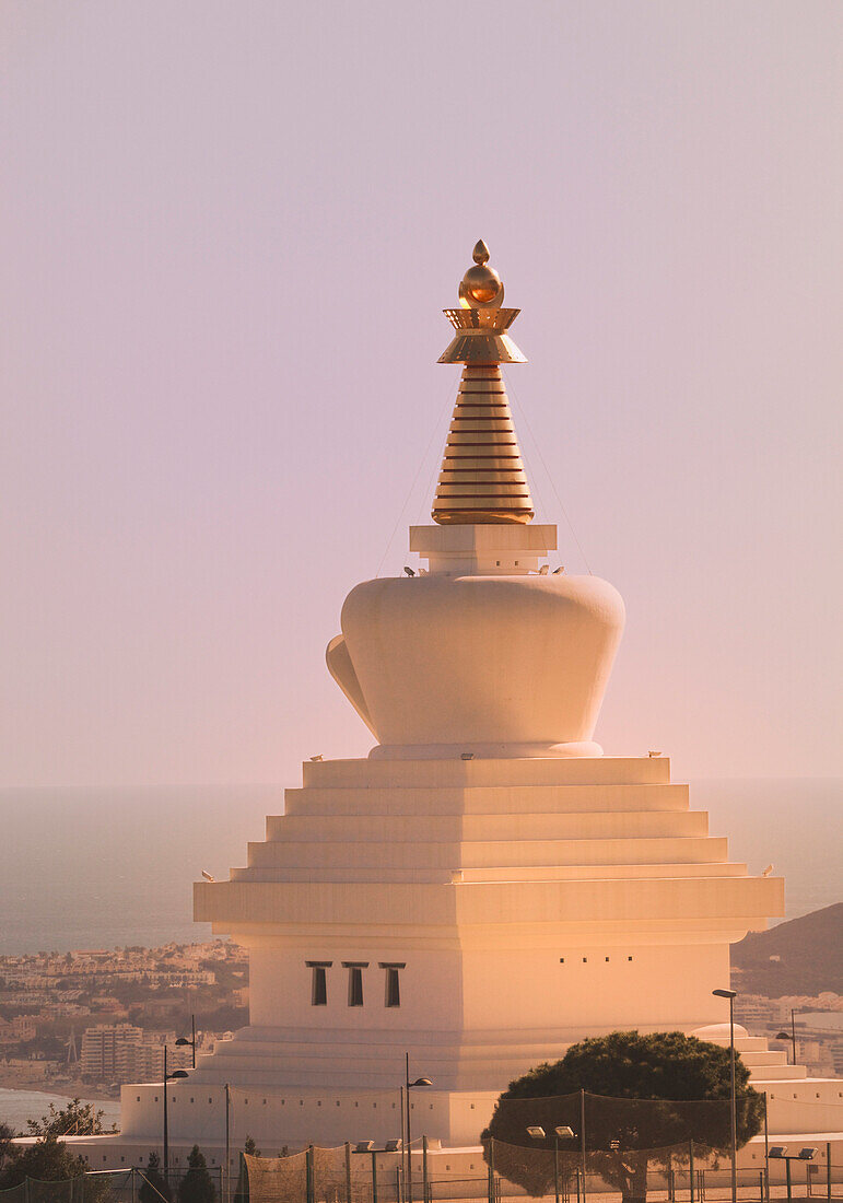 'The Buddhist Enlightenment Stupa In Costa Del Sol; Benalmadena Pueblo, Malaga, Andalusia, Spain'