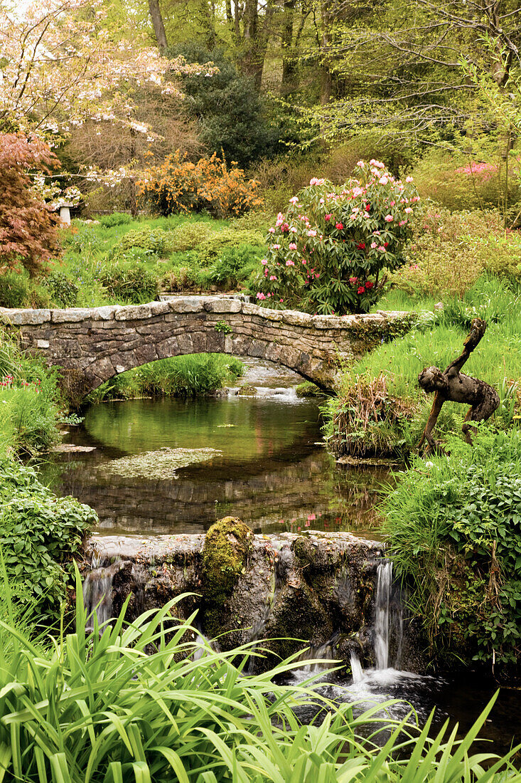 'Old Stone Bridge Over A Stream In Dartmoor National Park; Devon, England'
